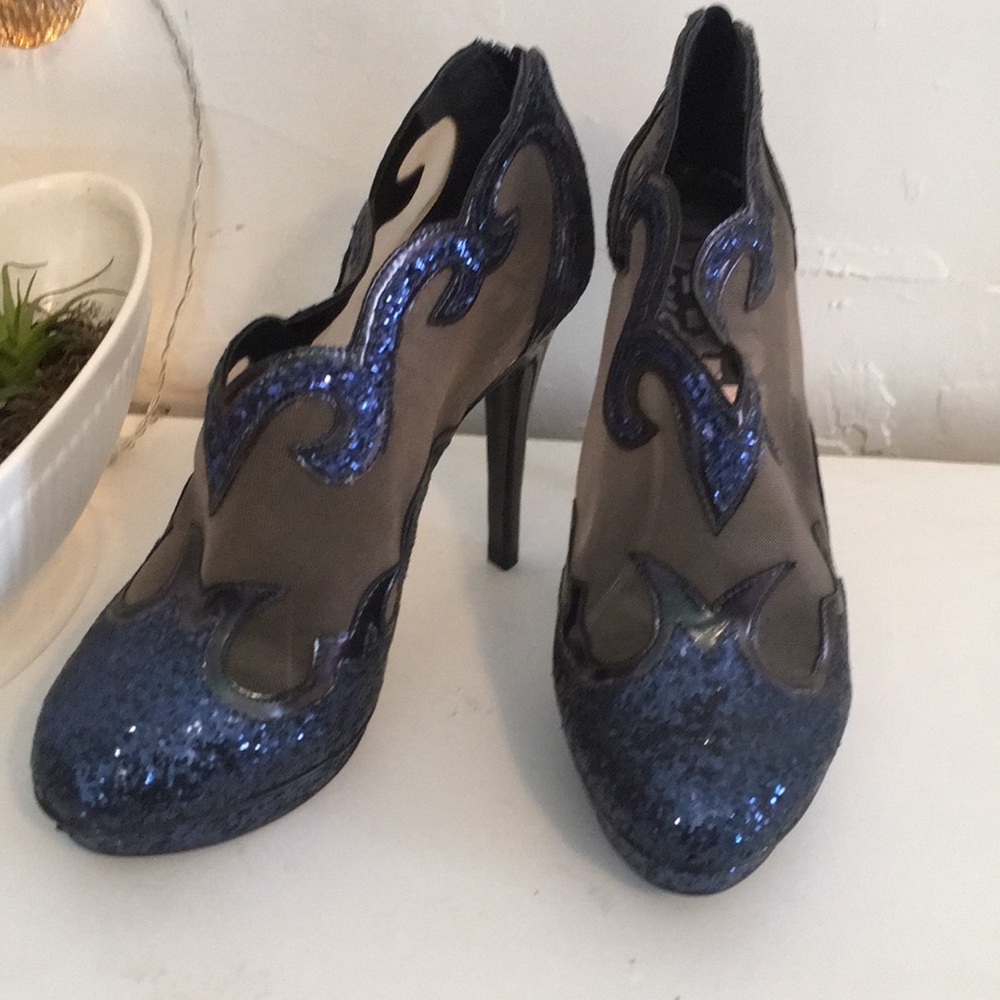 Blue Sparkly Sheer Western Shoe Boot by Office